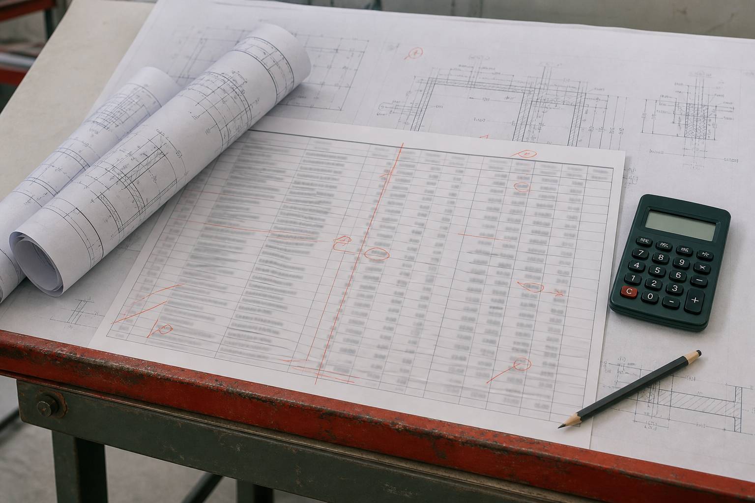 Bordereau de prix flouté avec calculette et plans de fondations